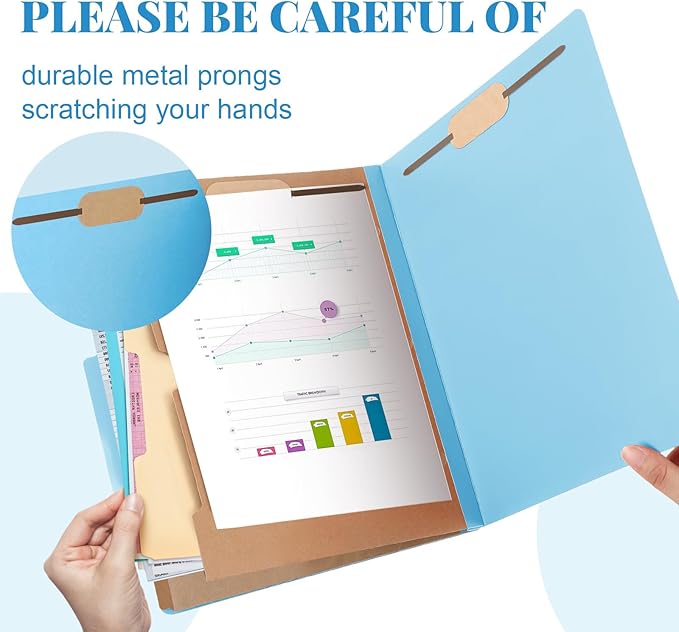 Skyygemm 24 Pcs Classification Folders Letter Size, 2 Pocket Dividers Pressboard File Folder with Fasteners, Expanding File Organizer Bulk for Teachers, Clergy, Office, Church, Christmas (Blue)