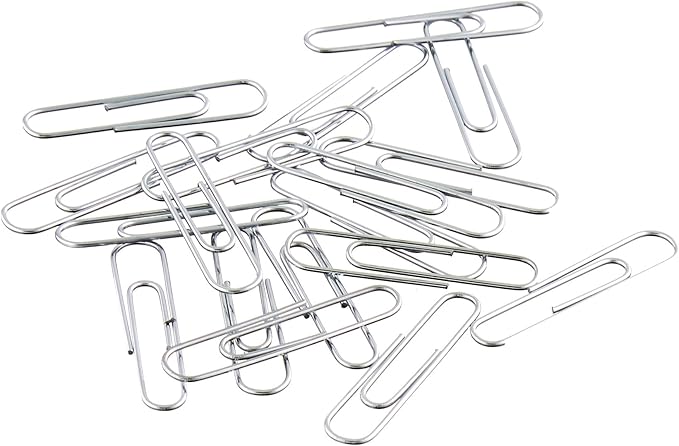 Amazon Basics No. 1 Paper Clips, Smooth, 1000 Count (10 Pack of 100), Silver