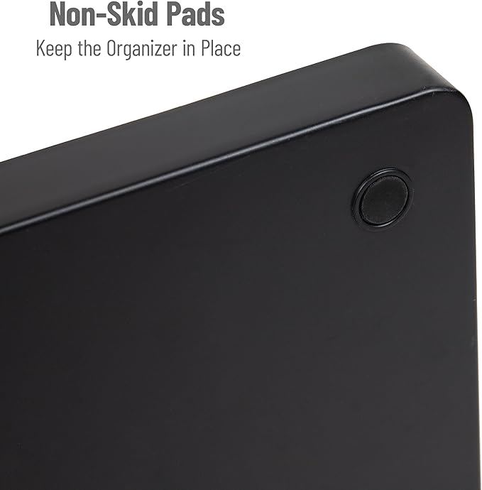 Mind Reader Cup and Condiment Station, Countertop Organizer, Coffee Bar, Kitchen, Stirrers, 24"L x 11.5"W x 12.5"H, Black