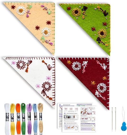 Bookmark Making Kit, Personalized Embroidered Corner Mark for Beginner, 4 Pack, DIY Initial Felt Bookmark Corner, Gift for Book Lover