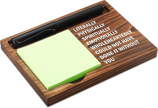 Thank You Gifts Sticky Note Holder Wooden Notepad & Pen Holder 6.5" x 4.7" Sticky Note Pad Holder Dispenser for Desk Affirmations Work Appreciation Gifts, NPA251