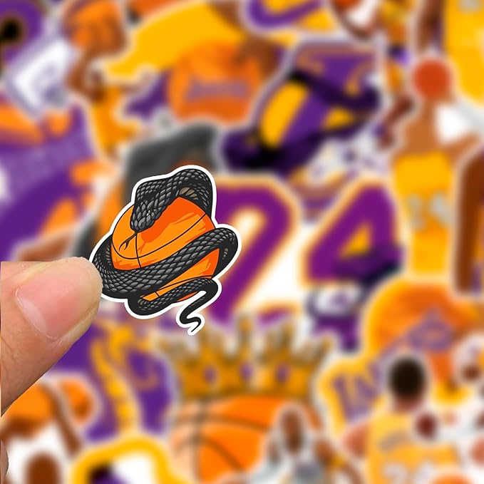 30 PCS Los Angeles Vinyl Lakers Basketball Star Stickers for Water Bottle, Laptop, Bicycle, Computer, Motorcycle, Travel Case, Car Decal Decoration Sticker Graffiti Decals