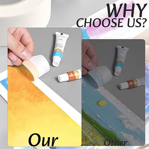 Masking Tape 2 Inch, 10 Pack White Masking Tape Bulk for General Purpose Use, 2 Inches X 55 Yards X 10 Rolls (550 Total Yards)