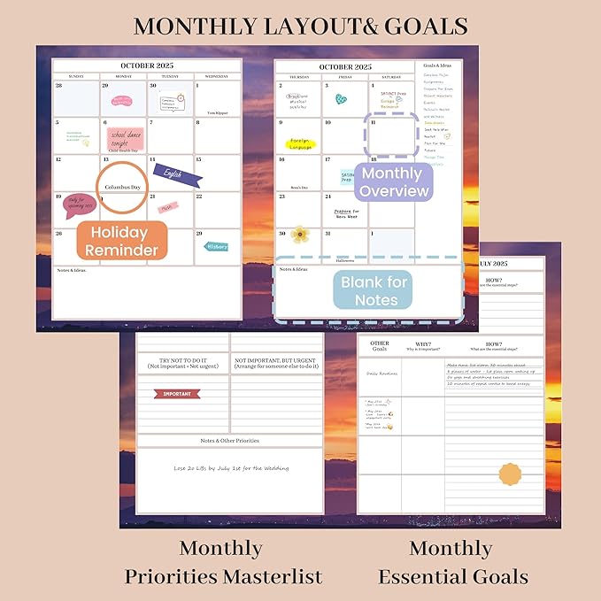 CAGIE 15 Month Planner Oct 2025-Dec 2026 Hourly Daily 2025-2026 Weekly Monthly Planners for Women 25-26 Day Hardcover Calendar Agenda with Stickers, 8.5 x 11