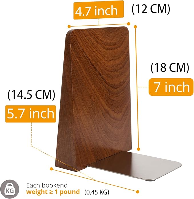 Wood Handmade Book Ends to Hold Books Large Heavy Duty Bookends for Shelves Decorative Book End for Heavy Books