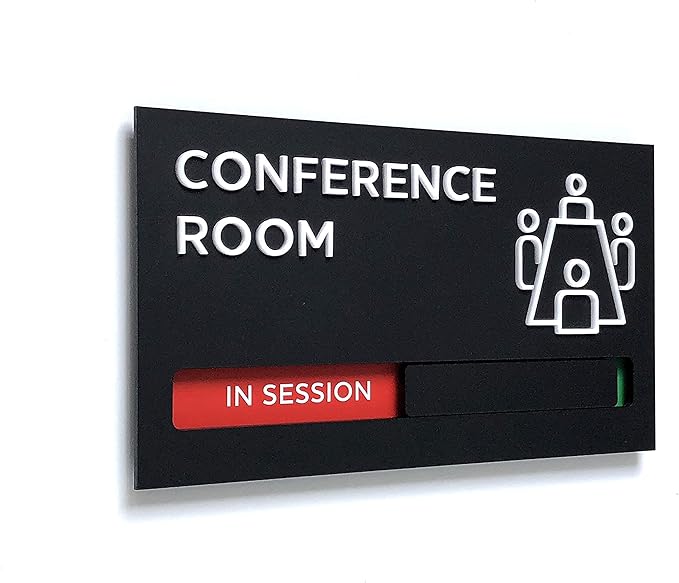 Kubik Letters Premium Conference Room Sign - Do Not Disturb Sign - Meeting in Progress Door Sign - Office Sign - Sign Out - Office Door Sign - Door Signs for Office - Occupied Sign - Do Not Disturb Door Sign