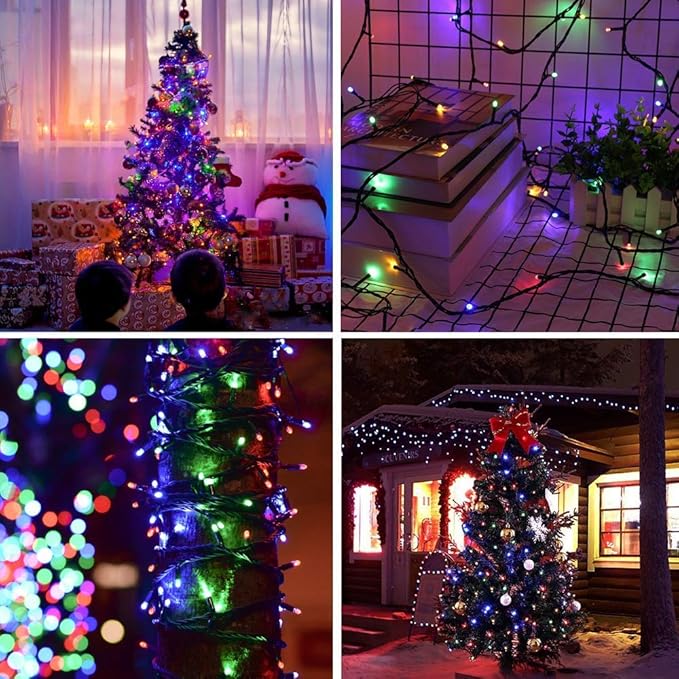 Haili 105FT 300 LED Christmas Lights Outdoor Waterproof, 8 Mode Connectable String Lights for Christmas Tree, Wedding, Party, Patio, House Christmas Decoration(Multi-Colored)