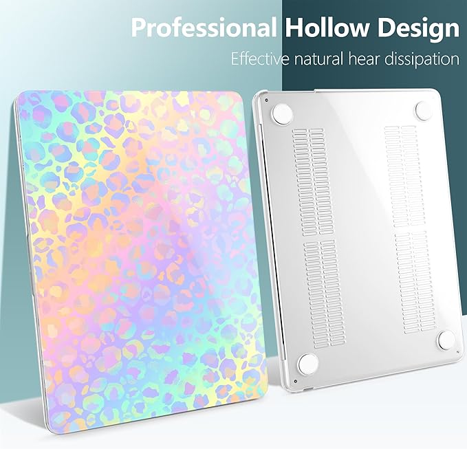 DONGKE Compatible with M4 MacBook Air 15 inch Case 2025-2023 A3241 A3114 A2941 M3 M2 Retina Display Touch ID, Plastic Hard Case & Keyboard Skin for MacBook Air 15" - Colorful Leopard