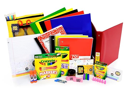 Elementary School Essentials Bundle | Case (4 Boxes) - 91 Pieces per Box | School Supply Boxes - Back to School Essentials | Includes Binders, Folers, Notebooks, Paper, Pencils, Pens, & More