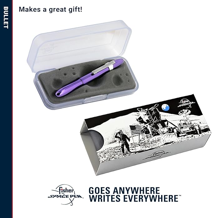 Fisher Space Pen Bullet Pen, Purple Haze, Ballpoint, Brass, Black Ink, Pocket Clip, Gift Box