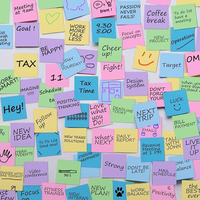 MyLifeUNIT Sticky Notes 3x3, Bulk Pack 108 Note Pads 10800 Sheets for Daily Reminder, Self-Stick Notes with 6 Assorted Colors for Office School Home Notebook Supplies