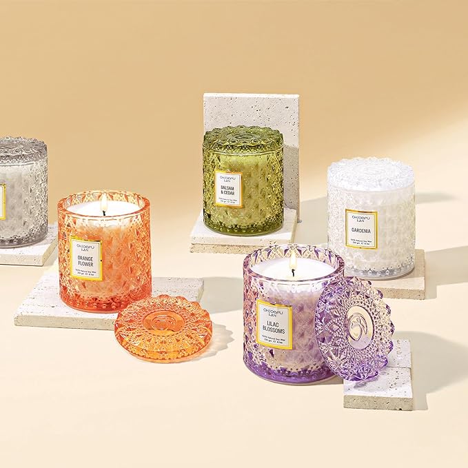 Chloefu LAN Orange Blossom Candle, Natural Soy Scented Candles for Stress Relief, Holiday Candle Gifts, 55 Hours Smokeless Long Lasting Burning, Great Gift for Women & Men