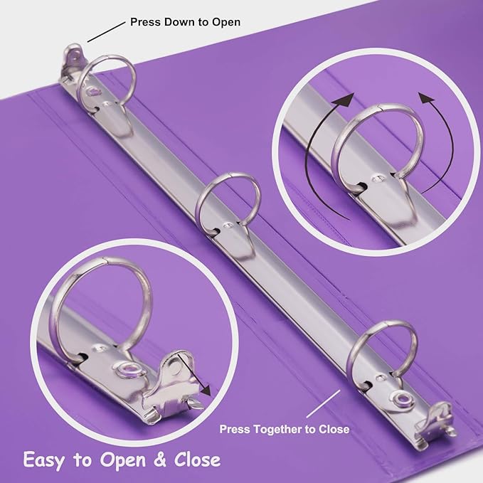 COMIX 3 Ring Binder 1 inch with Clear View Cover, 1" View Binder Holds 200 Sheets of US Letter Size Paper, 12 Pack (Assorted)