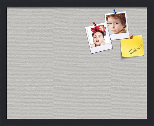 PinPix 20x16 Inch Cork Bulletin Board. This Decorative Framed Pin Board Comes with Light Stone Design and a Satin Black Frame. Ideal for Home Office Decor or Message Board (PinPix-1809)