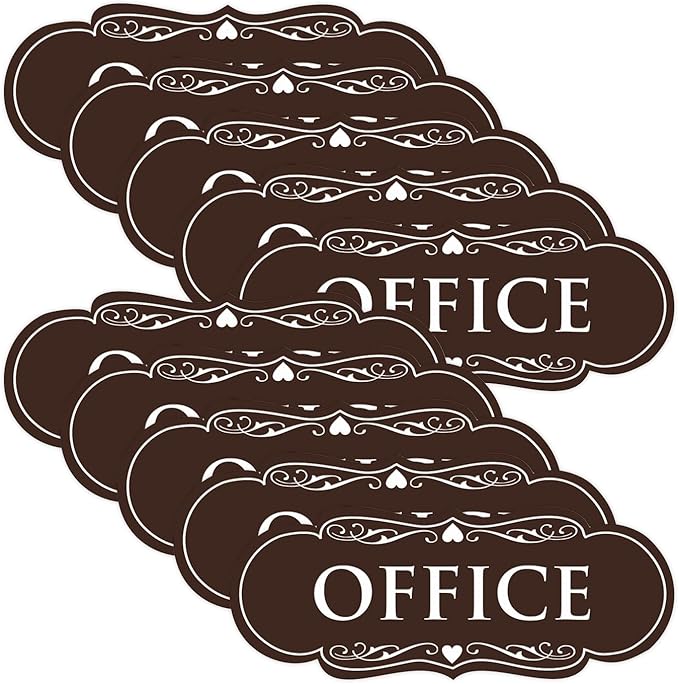 All Quality Designer Office Sign | Easy Installation - Dark Brown - Large (10 Pack)