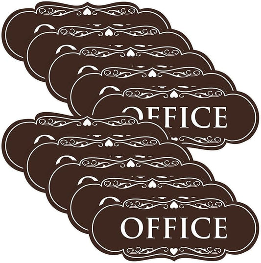 All Quality Designer Office Sign | Easy Installation - Dark Brown - Small (10 Pack)