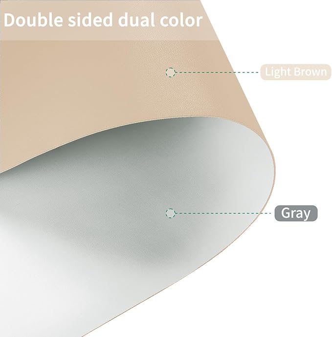 Leather Table Cover,1.8mm Thick,35.4x70.9 Inch Table Protector,Table Protector for Dining Room Table,Dining Table Cover,Table Cover Protector,Table Top Cover(Light Brown+Gray,35.4x70.9)