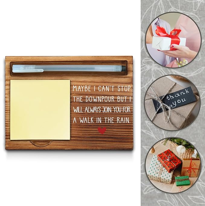 Maybe I Can't Stop The Downpour Friendship Sticky Note Holder, Friend in Need Gift, Tough Time Gift for Bestie, Sister, Friends, Coworker, Self-Stick Note Pad Holders WPP30