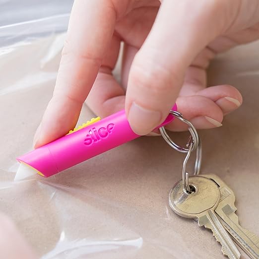 Slice Mini Pen Cutter | Keychain Knife and Box Cutter | Retractable Safety Cutter | Fuchsia