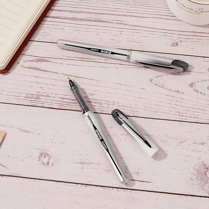 EYEYE Blue Rollerball Pens 0.7mm, 6 Pack Medium Point Roller Ball Pen Quick Dry, Liquid Ink Pen Fine Point Smooth Writing Pens for Journaling, Note Taking, Office, School Supplies