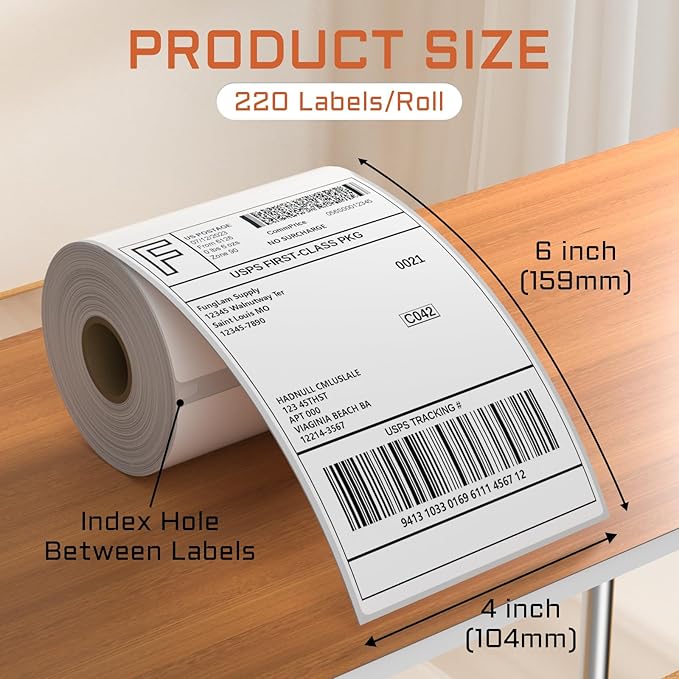 8 Rolls 4XL Labels 4"x6" Direct Thermal Shipping Label Compatible with LabelWriter 4XL 1744907 Thermal Postage Labels, 220 Labels/Roll