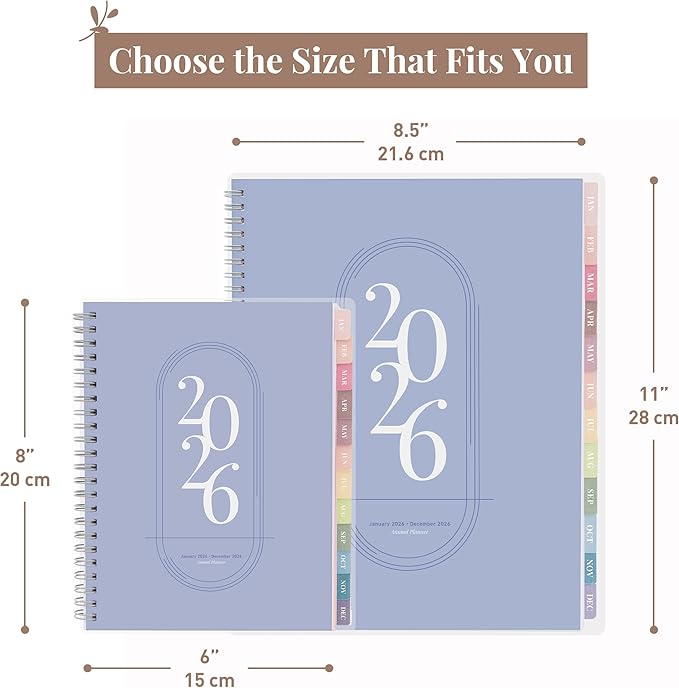 Rileys 2026 Planner, Agenda Planner With Weekly And Monthly View, Daily Agenda Book And Yearly Planners Calendar Book, Spiral Bound With Tabs, Notes, Goals And Holidays (Blue, 8 x 6 in)