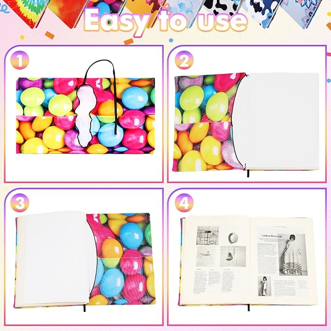 Sherr 14 Pack Stretchable Book Covers Reusable Jumbo Bookcloth 9" x 11" Durable Washable Back to School Book Cover Protector for Most Hardcover Books Textbooks(Multicolor,Modern)