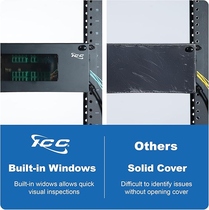ICC 2U Fiber Optic Rack Mount Enclosure - 6 Slots for LGX Compatible Adapter Panels or Cassettes, Supports up to 144 Fibers, Fits 19-Inch Racks, Secure Fiber Management Solution, ICFORE62RM