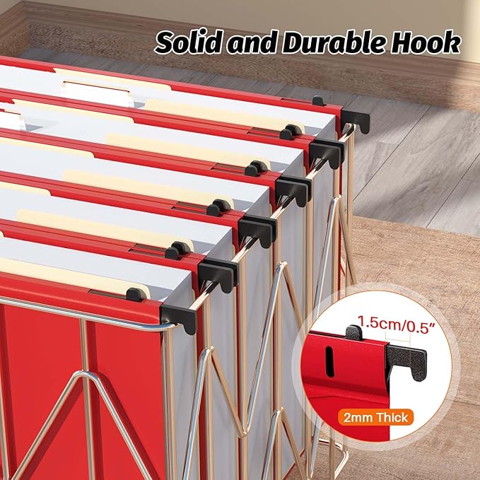 Extra Capacity Plastic Hanging File Folders,12 Pack Reinforced Hang Folders,Heavy Duty 2 Inch Expansion,Plastic Filing Cabinet Folders,Letter Size,for Bulk Files, Medical Charts,Red