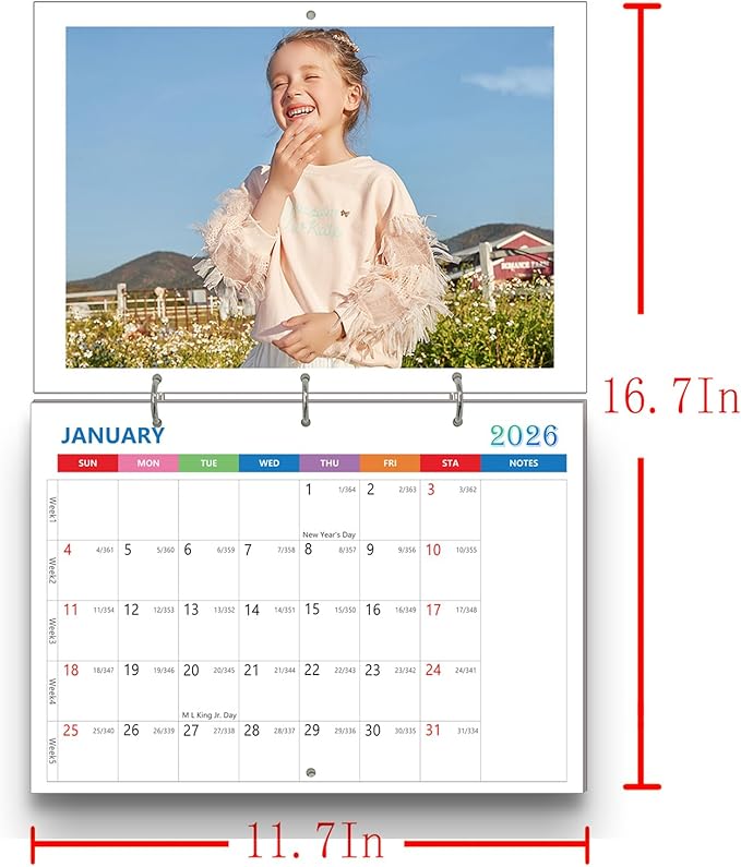 Custom Calendar 2026, Custom Photo Wall Hanging Calendar, Make Your Own Personalized Calendars 2026 for Customized Home/Office/Party/Birthday/Christmas/New Year/Housewarming Gift (2026 wall calendar)