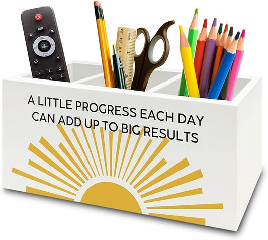 Boho Mental Health Pen Pencil Holder Organizer for Desk, Mental Health Inspirational Motivational Wooden Box Sign for Therapy Counselor Office Classroom Desk Tabletop Decorations