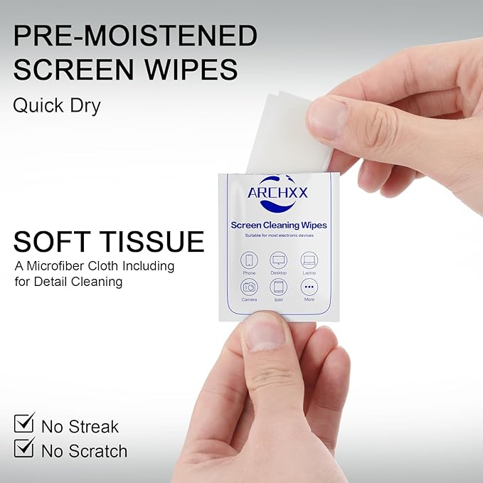 Screen Wipes for Electronics, 240 Count 6"x6" Pre-Moistened Screen Cleaner for Screens, Computer,Laptop,Tablet,Phone,Monitor,Car Screen Cleaner, Lens Wipes Individually Wrapped