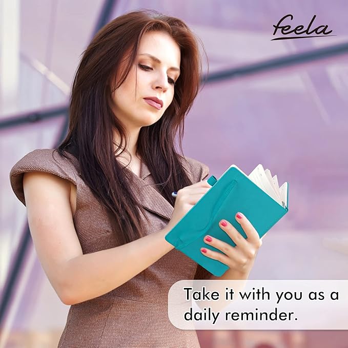 feela 12 Pack Notebooks Journals Bulk with 12 Black Pens, A5 Hardcover Notebook Classic Ruled Journal Set with Pen Holder for School Business Work Travel Writing, 120 GSM, 5.1”x8.3”, Emerald