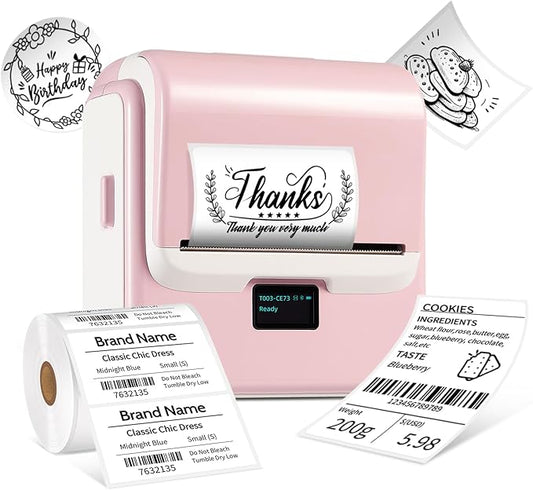 ORGSTA Label Maker Machine with Tape, T003 Thermal Label Maker, 3.15 Inch Bluetooth Label Printer Compatible with Phone & PC, Sticker Printer Barcode Thermal Maker for Small Business, Home, School