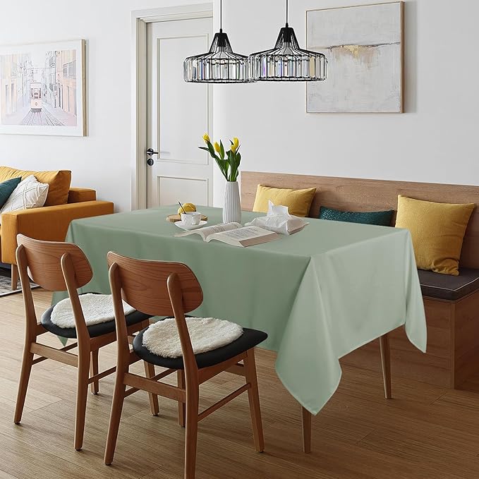 sancua Rectangle Tablecloth - 60 x 120 Inch - Stain and Wrinkle Resistant Washable Polyester Table Cloth, Decorative Fabric Table Cover for Dining Tables, Buffet Parties and Camping, Sage Green