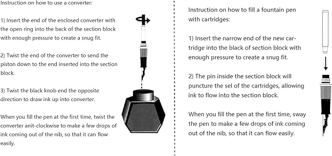 Brushed Black Forest Fude Pen, Bent Nib Calligraphy Fountain Pen (Fine to Broad) with Converter and Metal Box Set by Asvine