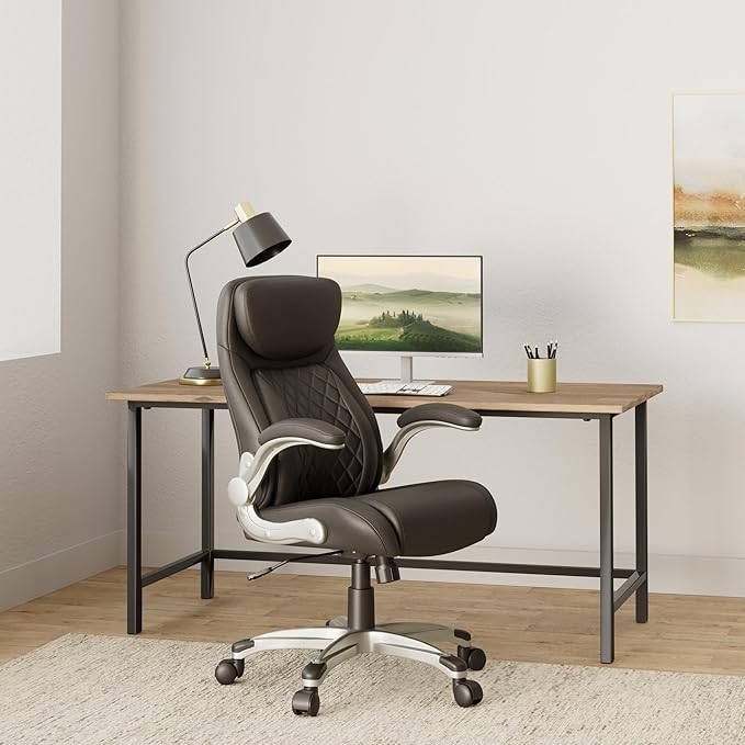 Nouhaus Ergonomic Office Chair Premium Microfiber Leather Adjustable Lumbar Support & Armrests, High Back Comfy Desk Gaming Chairs Executive Computer Swivel Chair Tilt Function(Posture,Black)