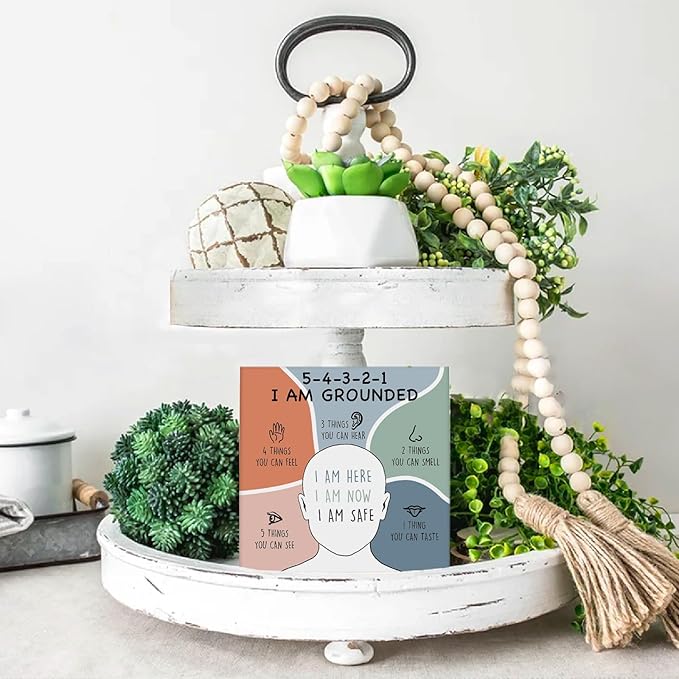 Counseling Therapy Office Must Haves, Anxiety Relief I Am Grounded Wood Sign, Therapist School Counselor Office Decor