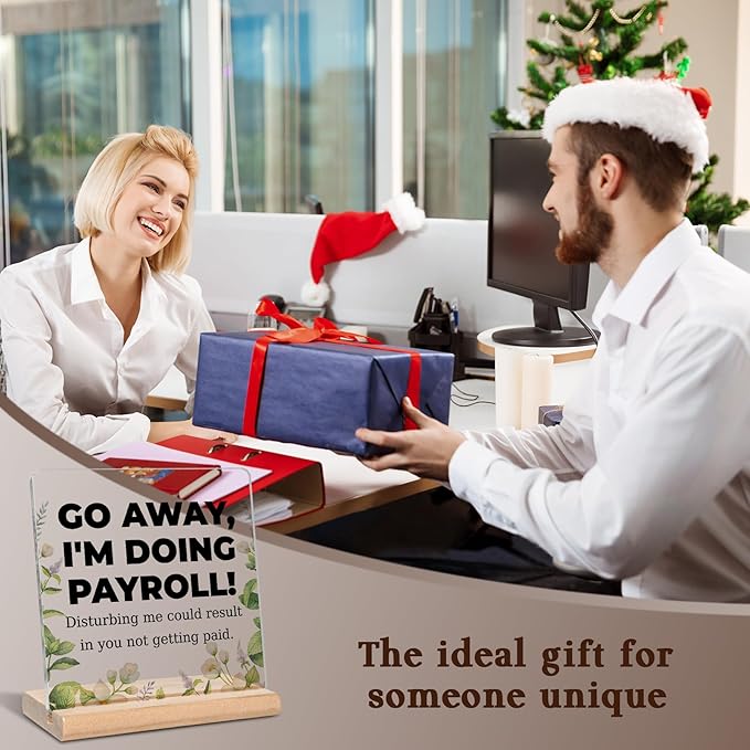 Funny Office Payroll Clerk Gifts for Colleague, Go Away I'm Doing Payroll Acrylic Decorative Sign, Retirement Appreciation Birthday Gifts for Payroll Clerk, Payroll Specialist, Coworker