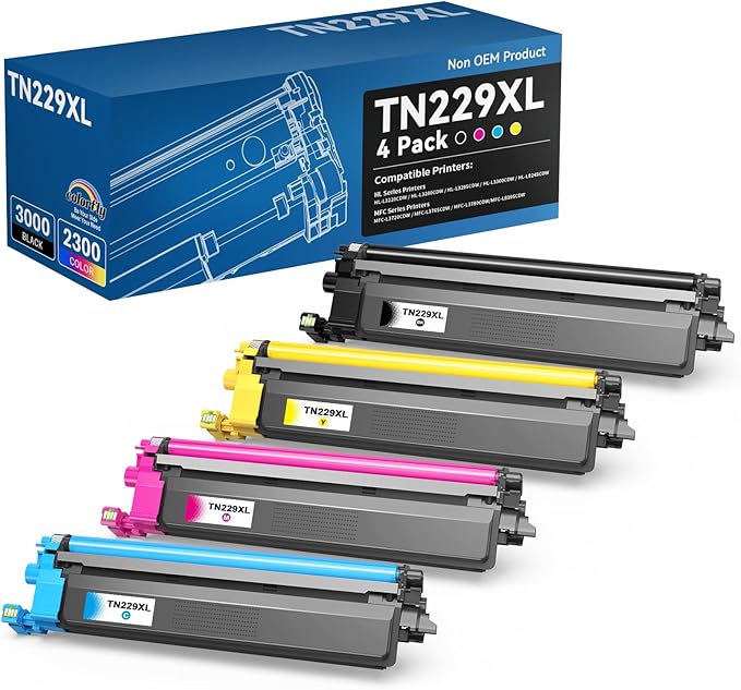 TN229XL Toner Cartridges Replacement for Brother TN229XL Toner Cartridges and for Brother 229xl Toner cartridges 4 Pack Use with MFC-L3780CDW HL-L3280CDW HL-L3220CDW HL-L3295CDW Printer