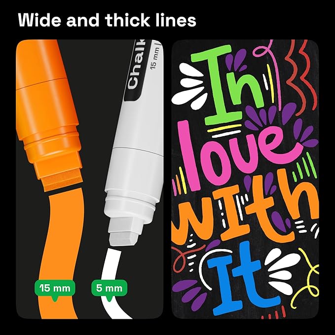 ARTISTRO 8 Liquid Chalk Window Markers for Car Glass Washable - Jumbo Tip 15 mm - Vibrant, Erasable, Non-Toxic Markers for Glass, Signs, Windows, Cars, Chalkboard for Kids & Adults