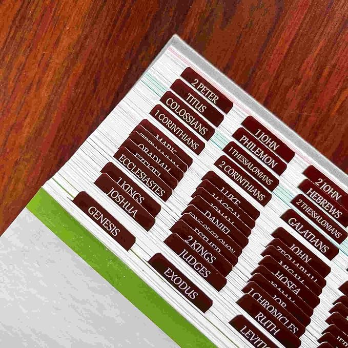 Thinkor Reposition Laminated Bible Tabs, Large Print Stickers, Easy to Read & Apply Bible Tabs for Women & Man (Leather Color)
