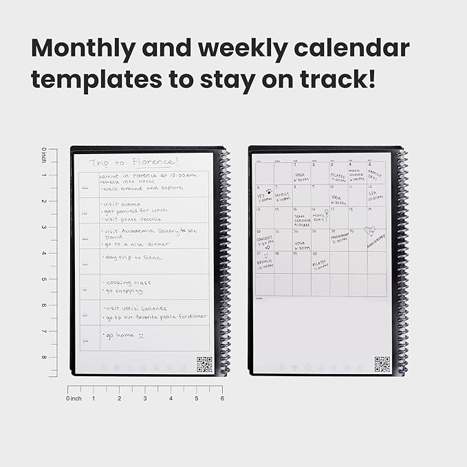 Rocketbook Fusion Hybrid Reusable Planner and Notebook in One, Additional Blank Pages, Goal and Project Tracker, Undated Planner, Executive Size 6x8.8, Black (Pack of 1)