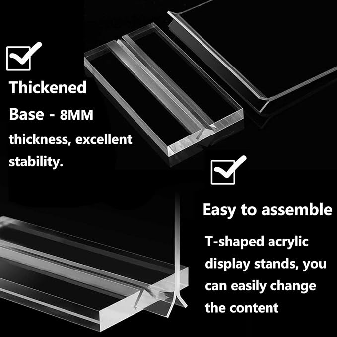 Acrylic Sign Holder Double Stands Ad Frames Clear Flyer Display Stand for Office Home Restaurant, Display Sign Stand for Store Sign Holders, Vendor Booth Display Items Vertical (4 Pack-5" X 7"Inch-Vertical(T-Shape))
