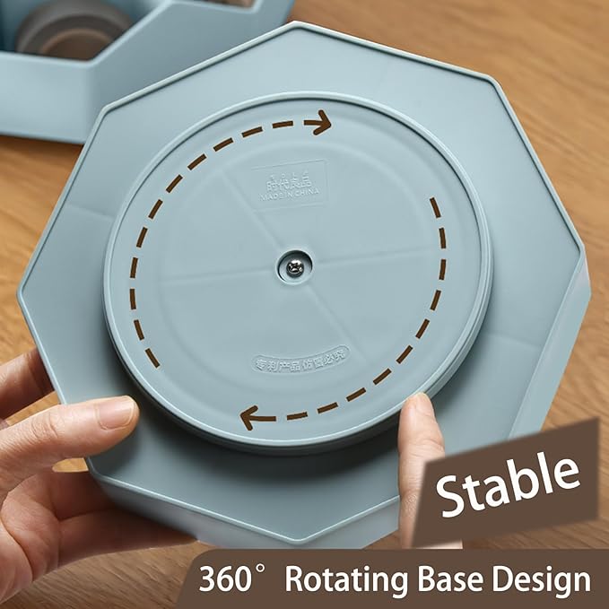 Pencil Pen Holder for Desk, 9 Slots 360 Degree Rotating Desk Organizer, Cute Pen Organizers Stationery Supplies for Office Home & Art Supply (Blue)