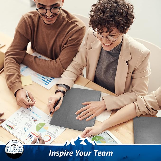 FILE-EZ Two-Pocket Folders, Dark Gray Color, 25-Pack, Textured Paper, Matte Finish, Letter Sheet Size (EZ-32531)