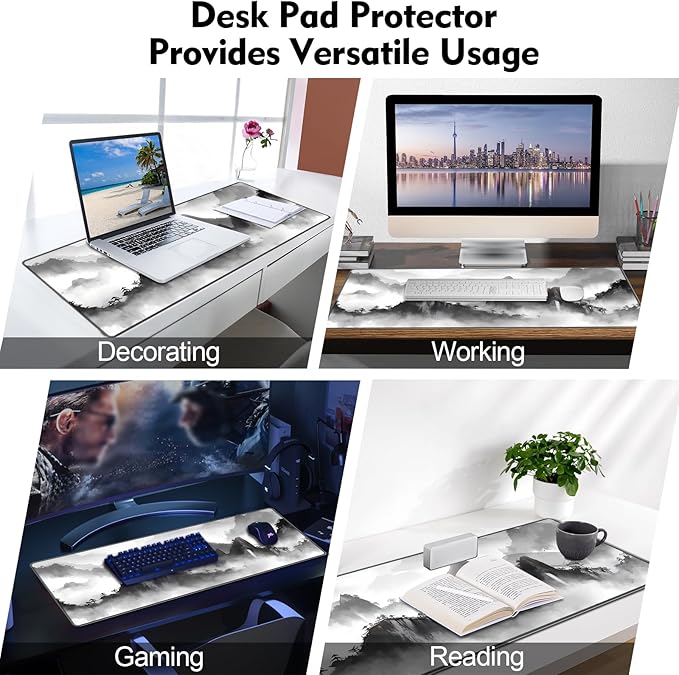 Galdas Gaming Mouse Pad XXL XL Large Long Extended Big Mousepad Non-Slip Rubber Keyboard Mouse Pad with Stitched Edges for Laptop Home Office (31.5x11.8x0.08 Inch) … (Black Ink)