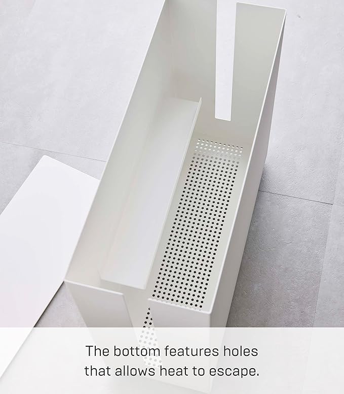 Yamazaki Home Rolling Cable Management Cord Power Strip/Surge Protector Storage Organizer for office or Bedroom Steel One Size White