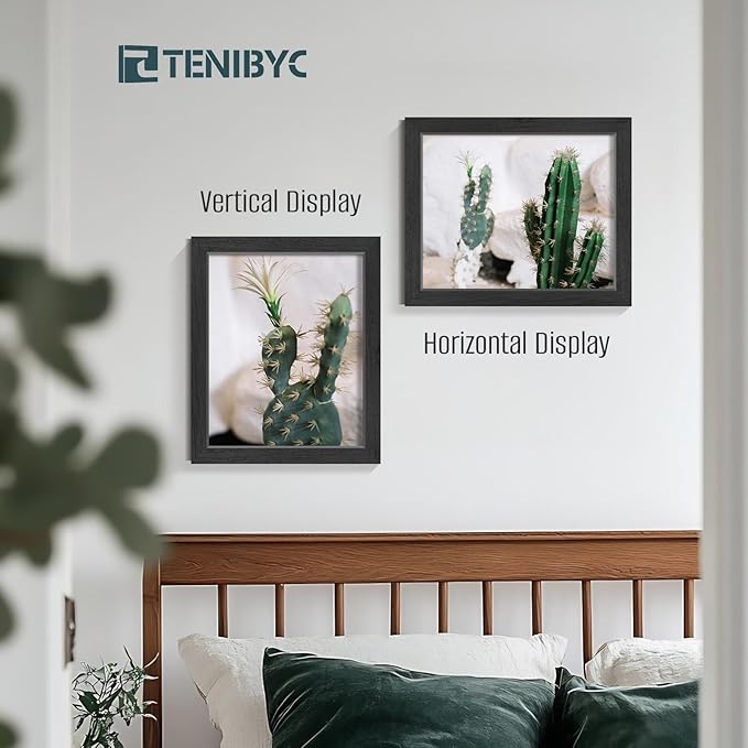 8x10 Picture Frames Set - 3 Pack - Black Solid Wood Poster Frame - Tempered Glass - Exclusive Woodgrain - Rooms, Offices, Gallery, Studio, and Hallway, Wall Display Decor