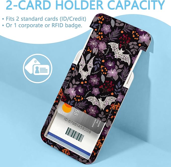 Gctriki Goth Lanyards for ID Badges, Bat Flower id Holder with Lanyard, Retractable Badge Reel Clip Keychain Name Tag Protector for Women Teacher Nurse Doctor Student Worker Office Supplies